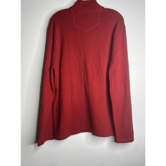 EDDIE Bauer Wool Blend Sweater 1/4 Zip up Large Red Stripes - Picture 6 of 9